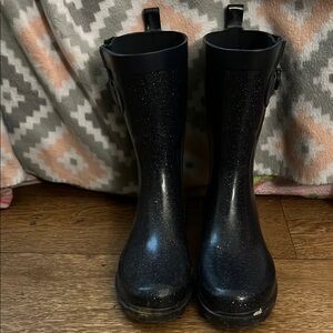Sparkly Black Rain Boots